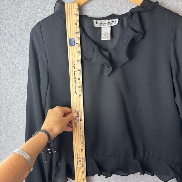 Victoria Holley Vtg Whimsigoth Ruffle Blouse Womens 8 Witchy Minimalist Preppy - Picture 6 of 10